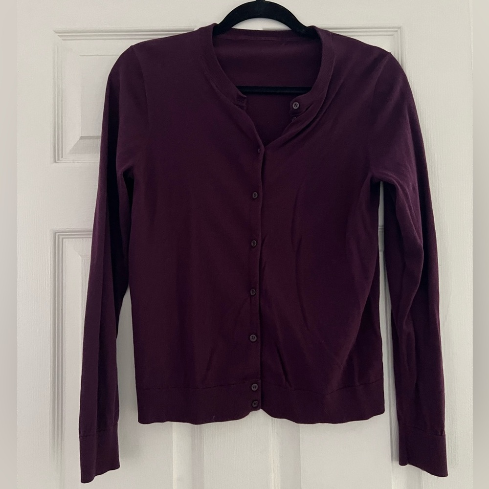 Purple sweater, small hole, nothing that can’t be fixed!